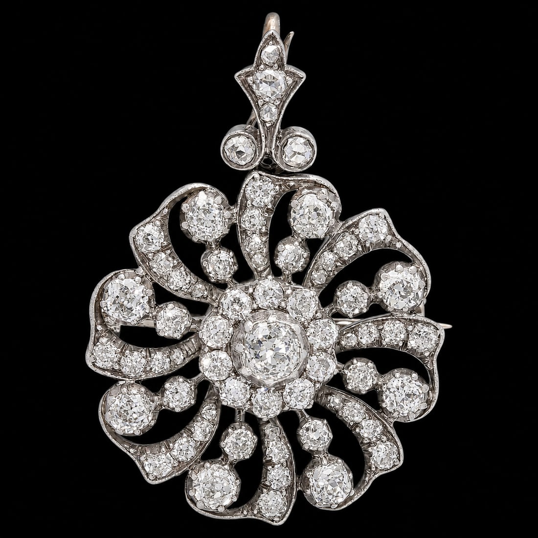 VICTORIAN DIAMOND BROOCH PENDANT (1 of 1)