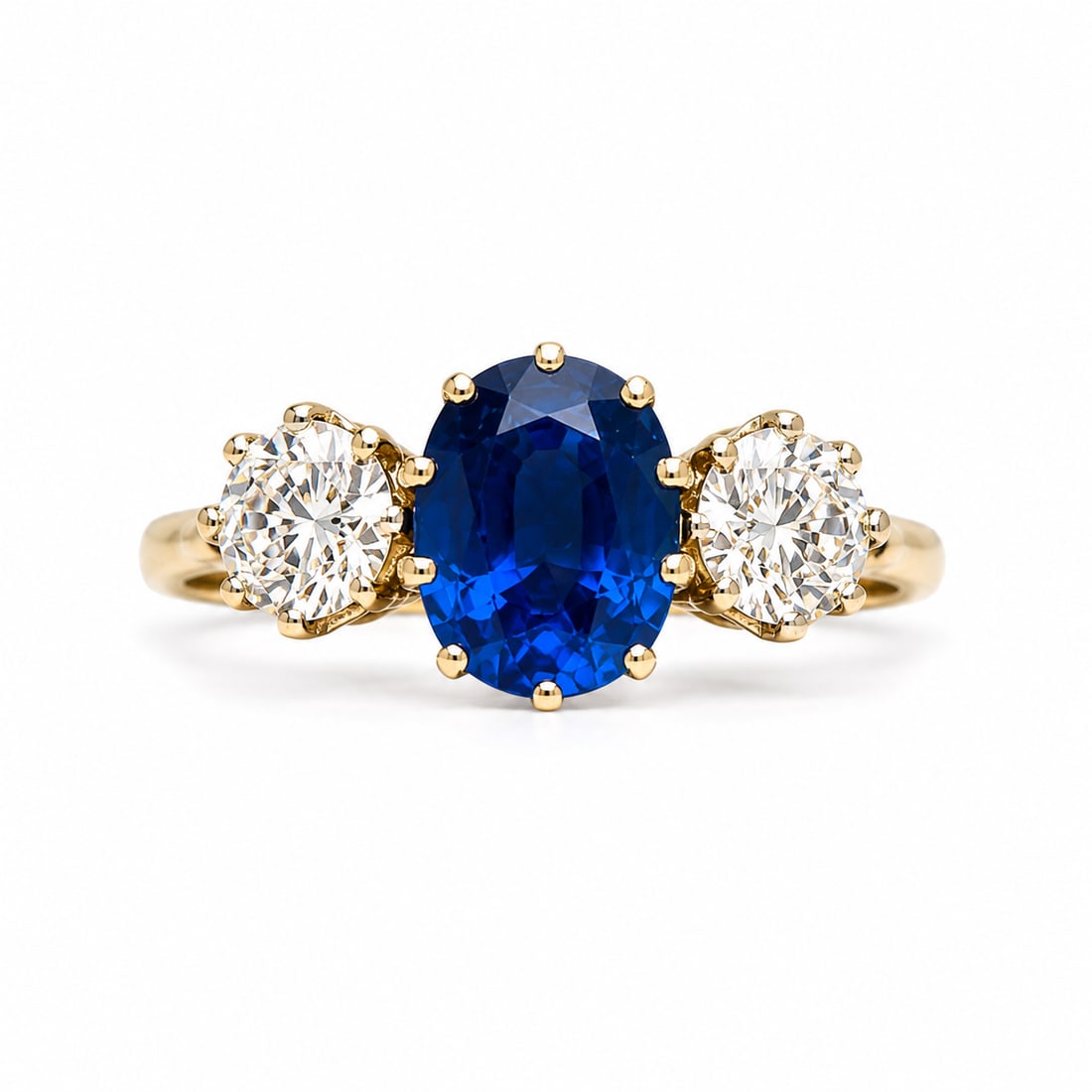 SAPPHIRE AND DIAMOND 3-STONE RING (1 of 1)