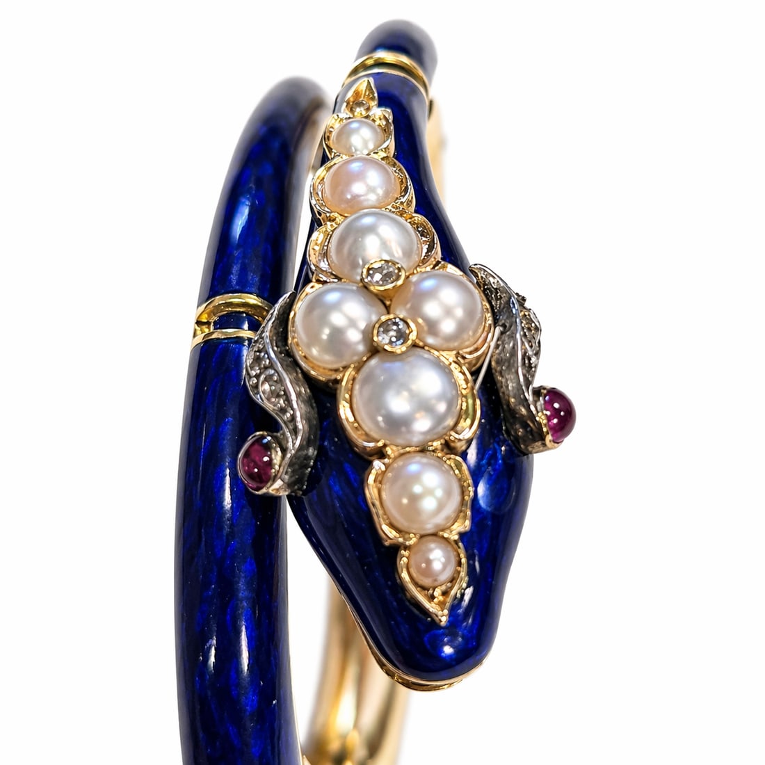 FANTASTIC ENAMEL AND PEARL SNAKE BANGLE (1 of 1)