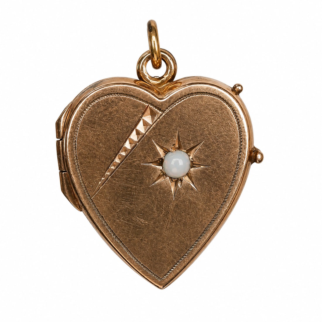 ANTIQUE GOLD OPAL HEART LOCKET PENDANT: ANTIQUE GOLD OPAL HEART LOCKET PENDANT vibrant opalin great condition L 2.4 cm