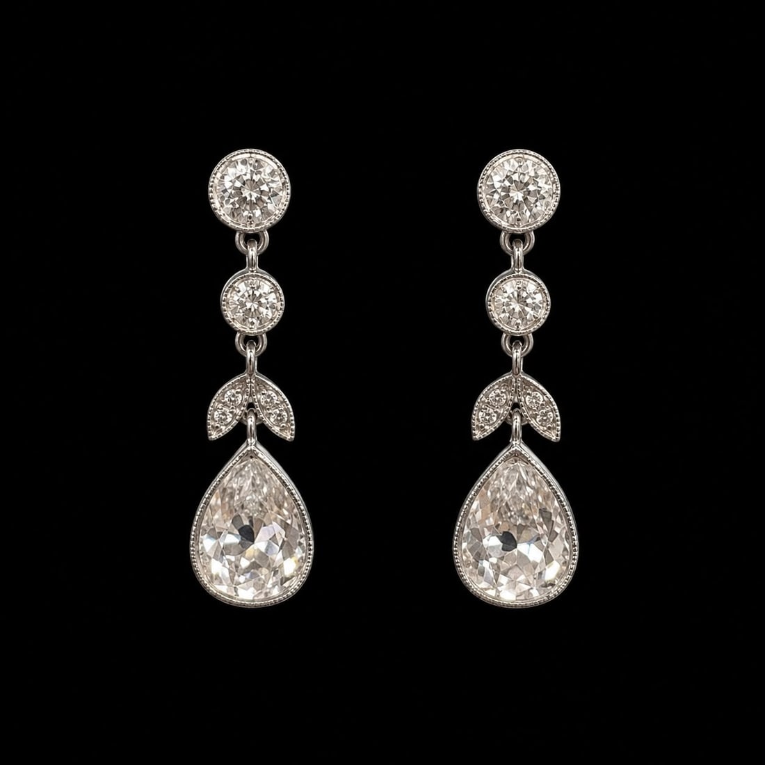 PAIR OF EDWARDIAN DIAMOND DROP EARRINGS (1 of 1)
