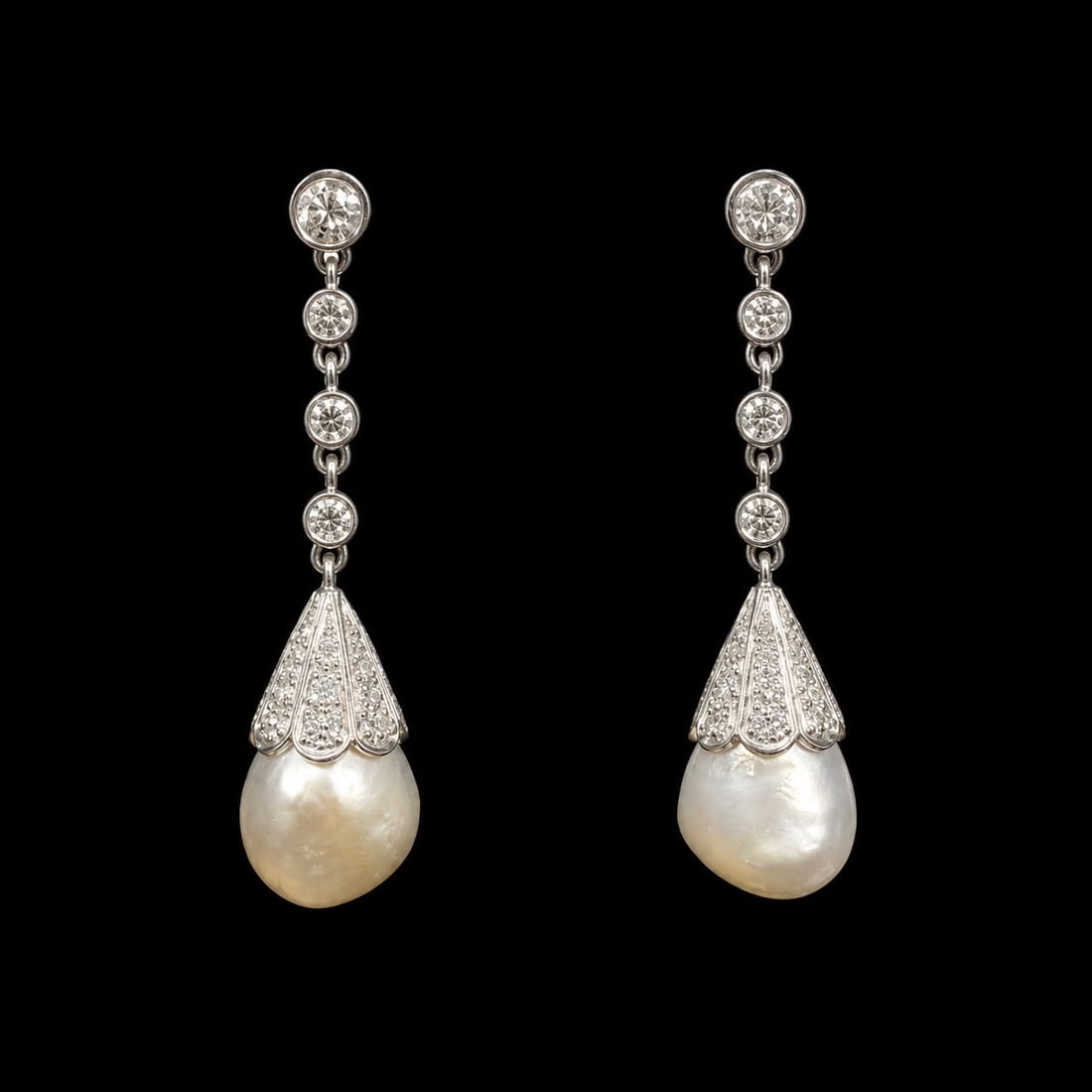 PAIR OF CERTIFICATED NATURAL SALTWATER PEARL AND DIAMOND EARRINGS (1 of 1)