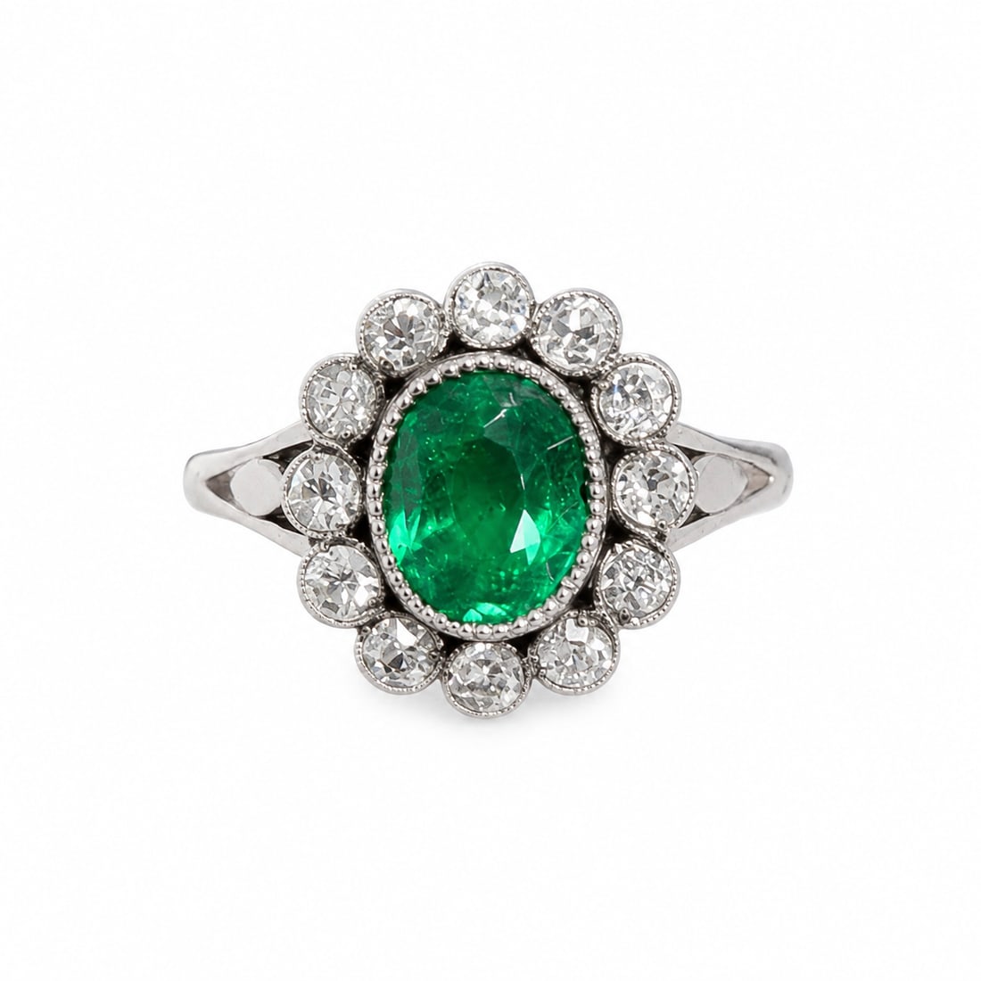 EMERALD AND DIAMOND CLUSTER RING (1 of 1)