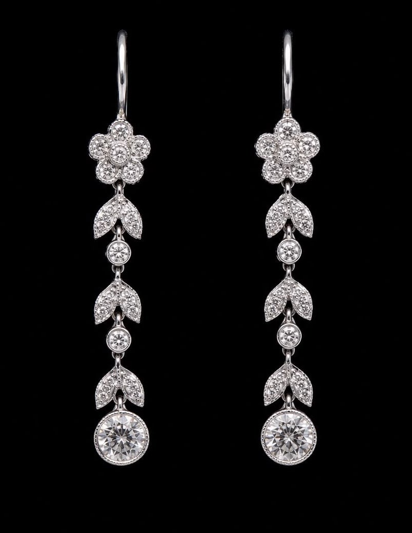 PAIR OF DIAMOND DROP EARRINGS (1 of 1)
