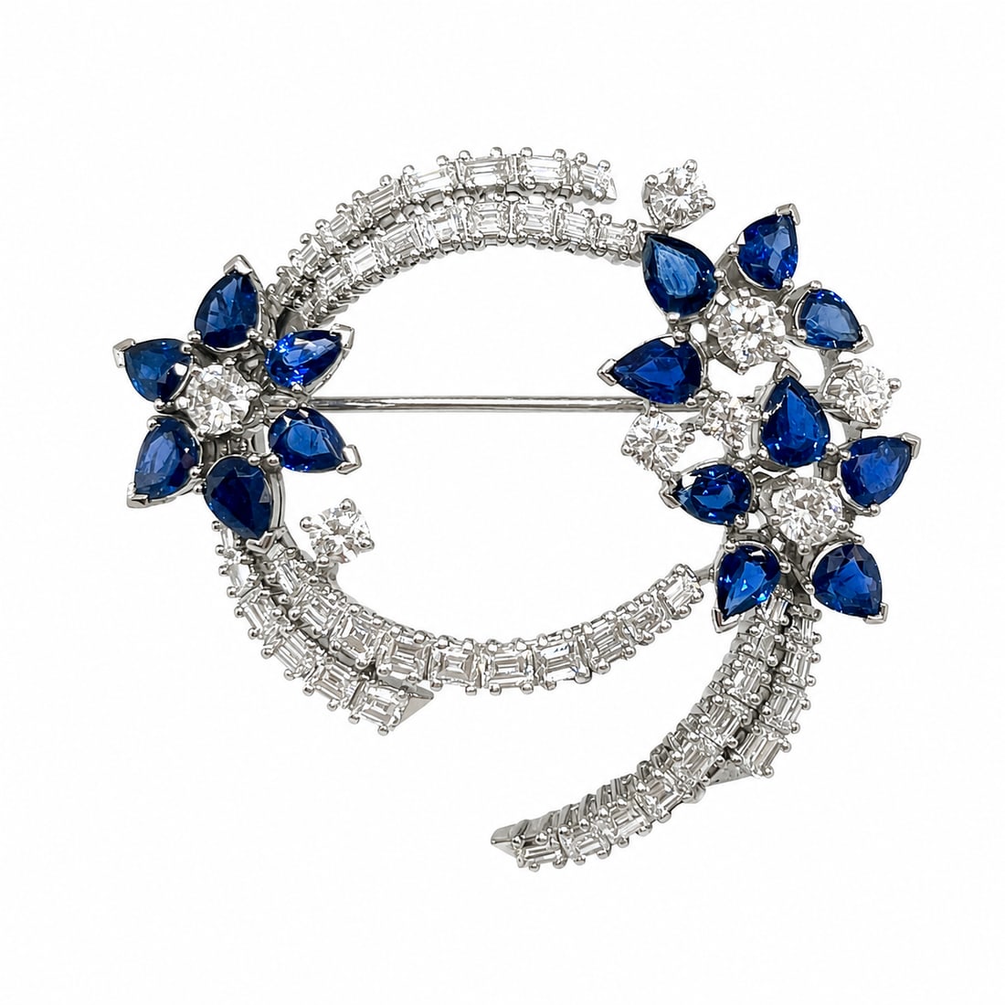 ELEGANT SAPPHIRE AND DIAMOND BROOCH (1 of 1)