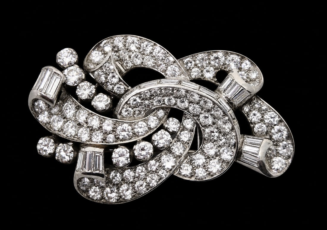 FANTASTIC ART-DECO DIAMOND CLIP BROOCH (1 of 1)