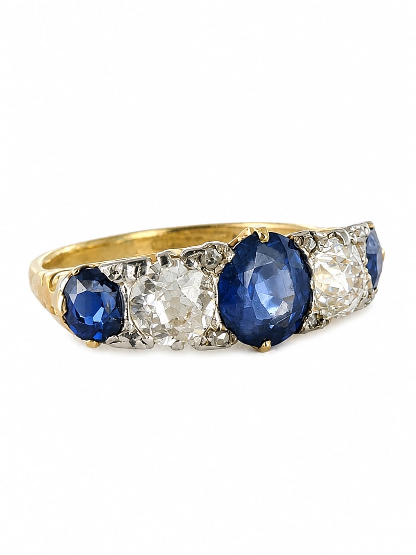 SAPPHIRE AND DIAMOND 5-STONE RING (1 of 1)