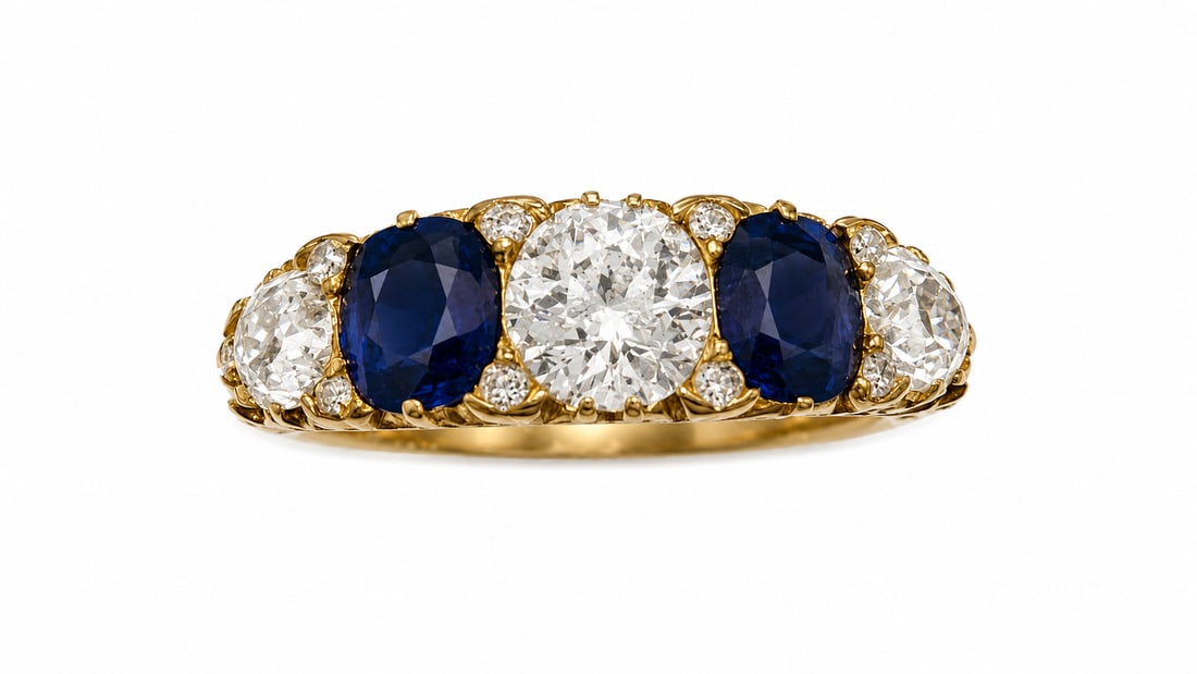 SAPPHIRE AND DIAMOND 5-STONE RING (1 of 1)