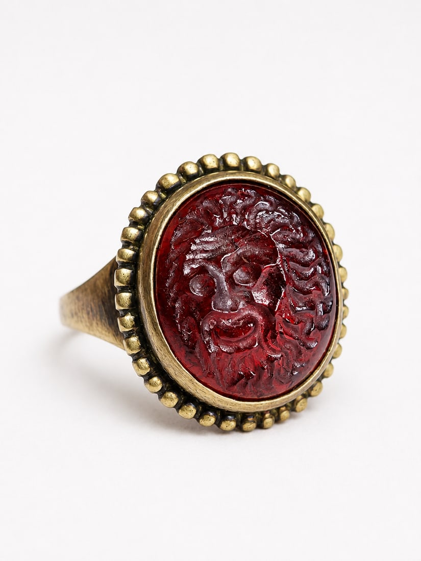 ANCIENT GARNET INTAGLIO 3RD CENTURY ROMAN SASSANIAN, RING (1 of 1)