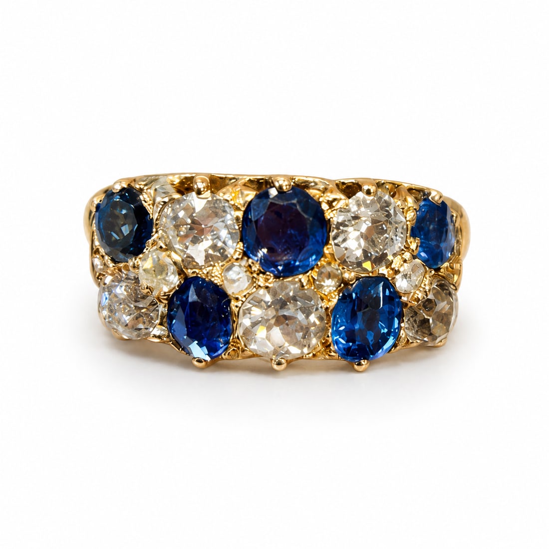 SAPPHIRE AND DIAMOND DOUBLE ROW RING (1 of 1)
