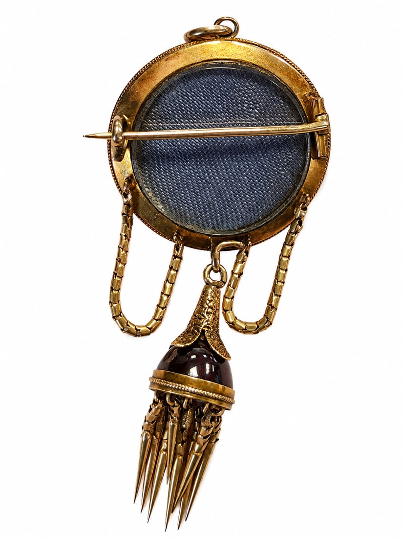 GOLD VICTORIAN GARNET AND DIAMOND TASSEL BROOCH/PENDANT (1 of 1)