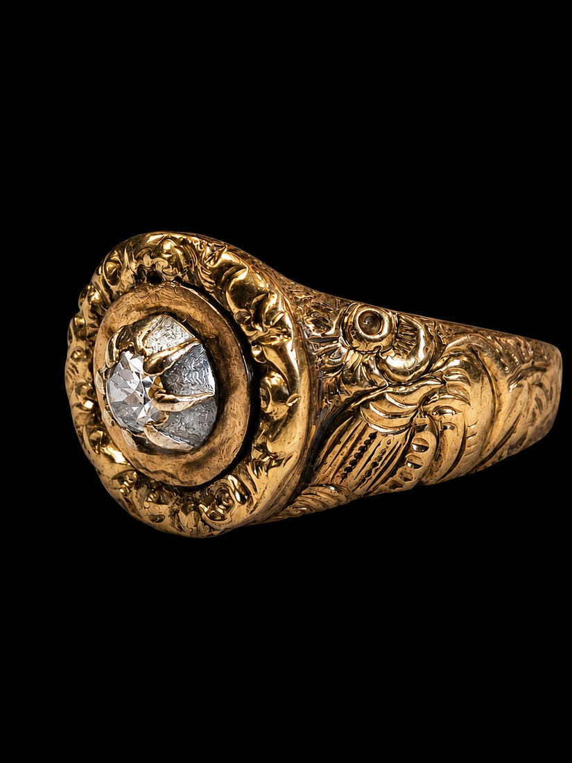 ANTIQUE DIAMOND SOLITAIRE RING: ANTIQUE DIAMOND SOLITAIRE RING,3.4 grams, testing high carat gold.Lovely detailed shoulders.Size K 1/2.