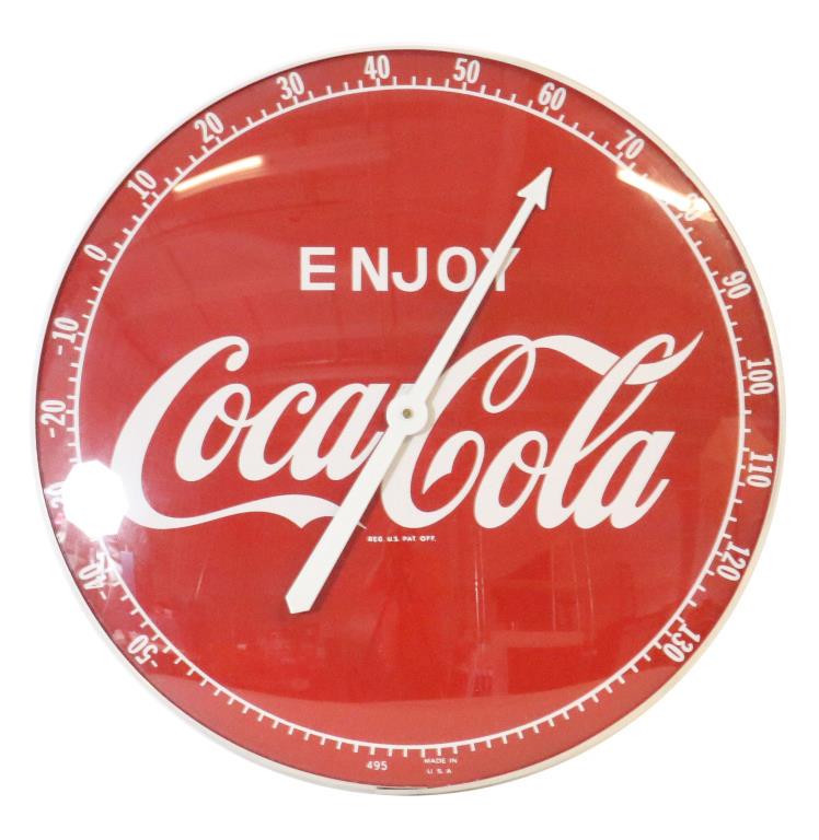 Large Enjoy Coca-Cola Glass Front Thermometer (1 of 2)