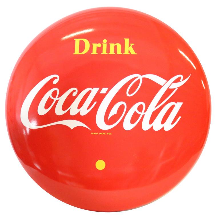 Large Drink Coca-Cola Porcelain Button Sign (1 of 2)