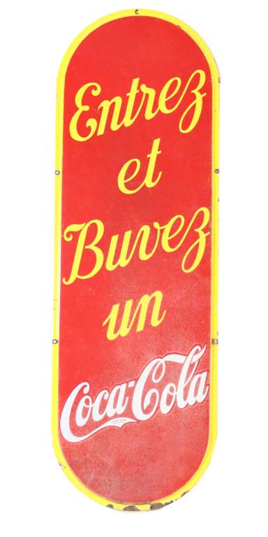Large Porcelain Enterez Et Buvez un Coca-Cola Sign (1 of 2)