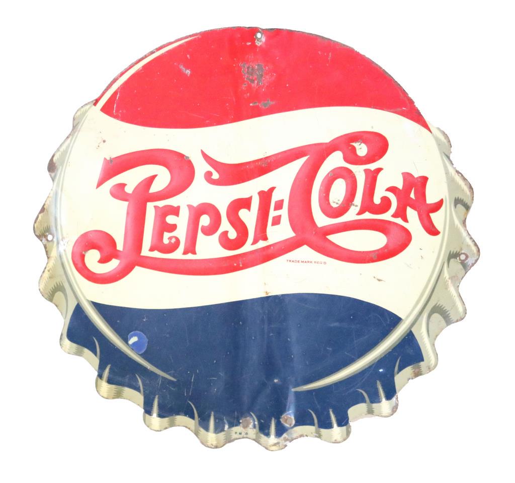 Pepsi-Cola Bottle Cap Embossed Sign (1 of 2)