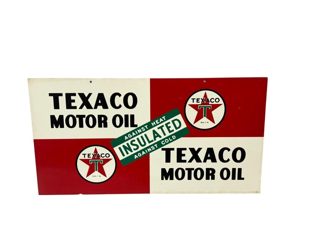 Texaco Insulated Motor Oil Tin Rack Sign (1 of 2)