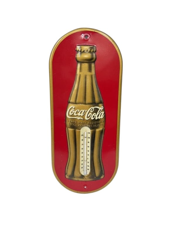 Coca Cola Embossed Tin Thermometer (1 of 2)