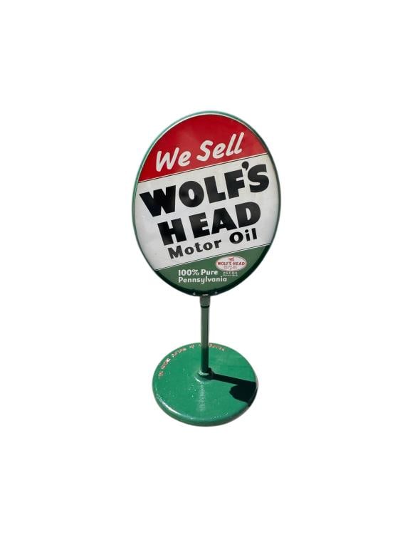 【Co.】WOLF'S HEAD ヴィンテージ看板 ☆1970's WOLF'S HEAD ウルフズヘッド ビンテージ 両面 看板
