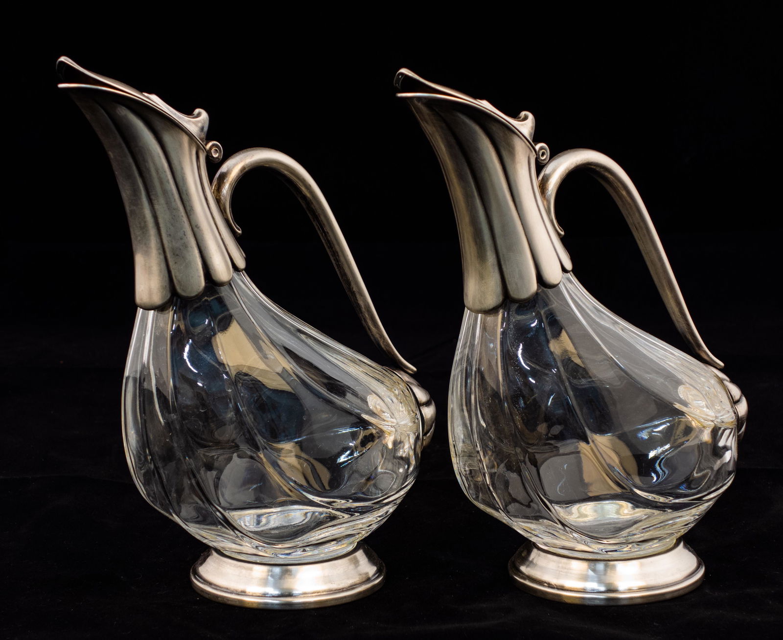 Antique Pair of Silverplate Mounted Claret Jugs (1 of 2)