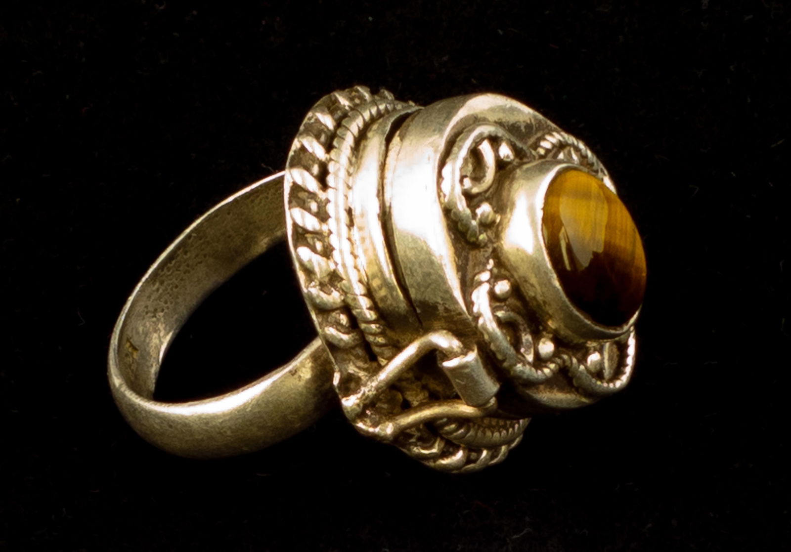 Sterling Silver Poison Ring with Tigers Eye (1 of 3)