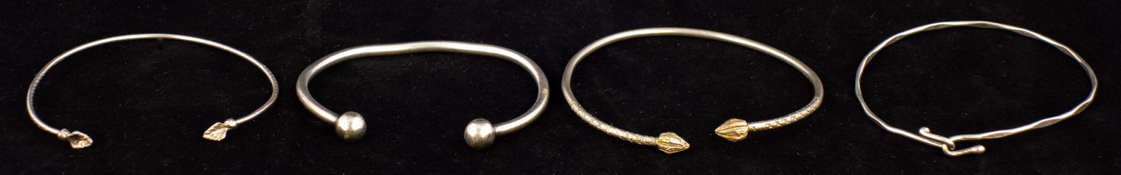 Lot of 4 Hill Tribe Style Sterling Silver Bracelets (1 of 1)
