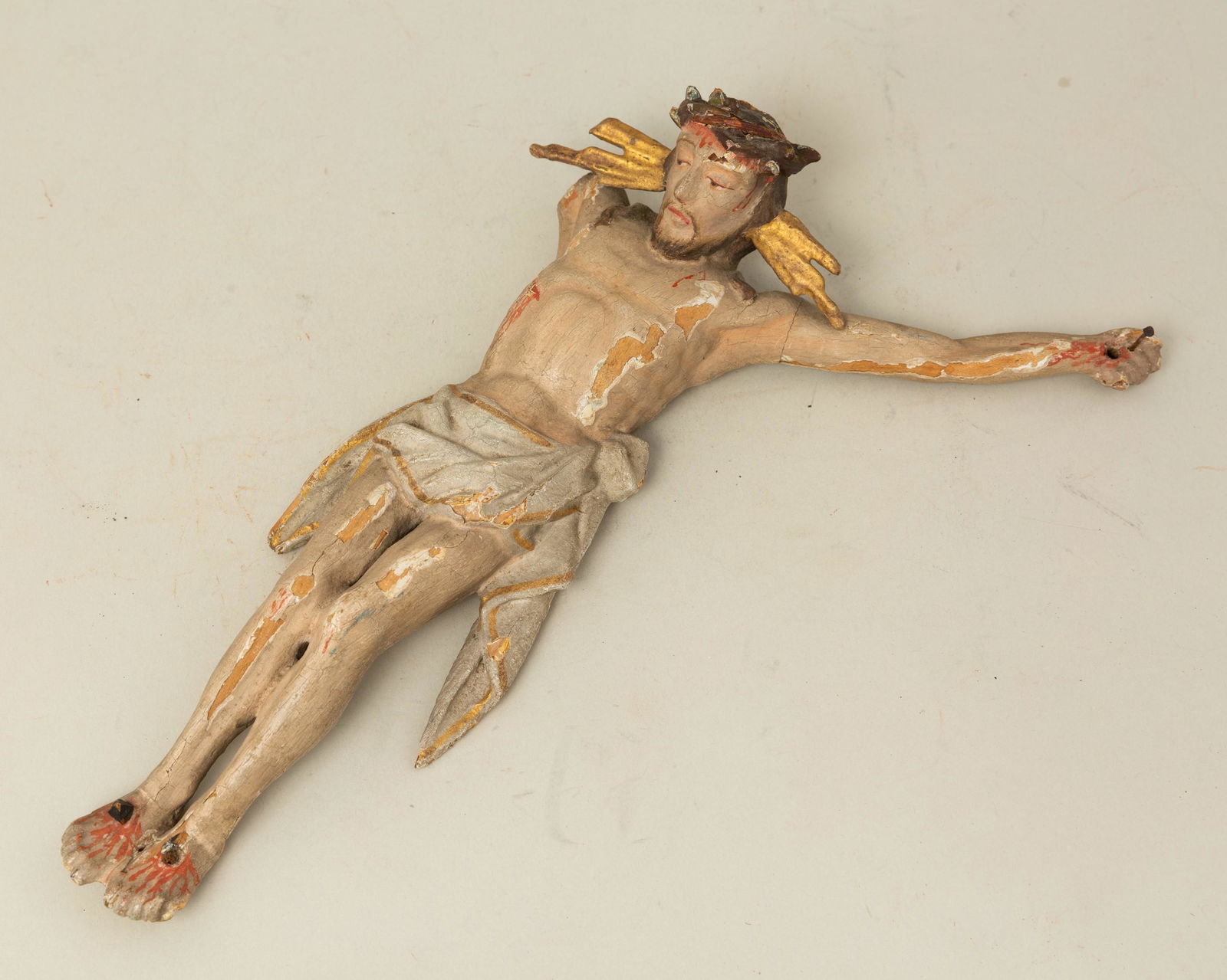 Antique Polychrome Decorated Crucifixion Fragment (1 of 6)