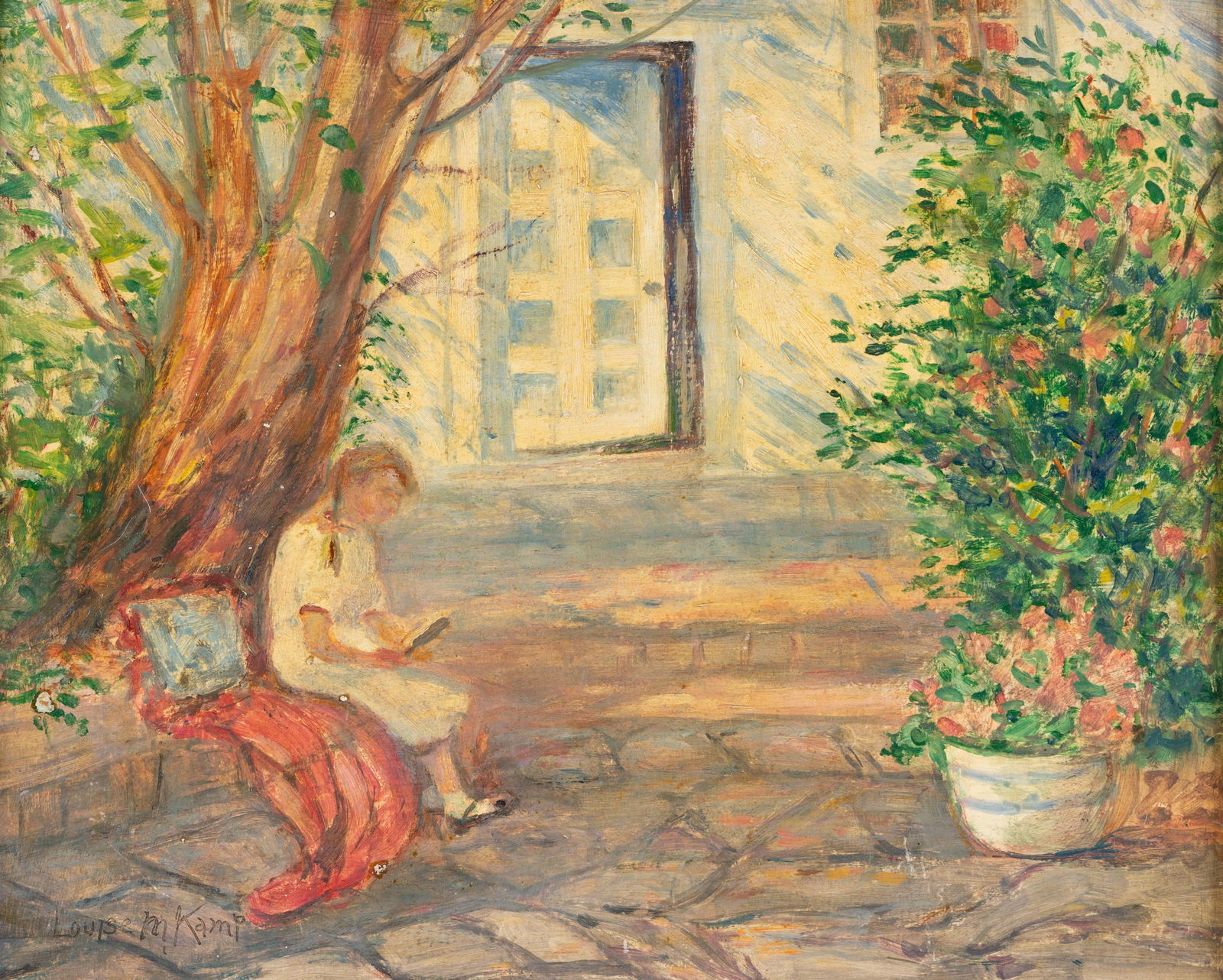 Louise M. Kamp, Reading in the Garden (1 of 5)