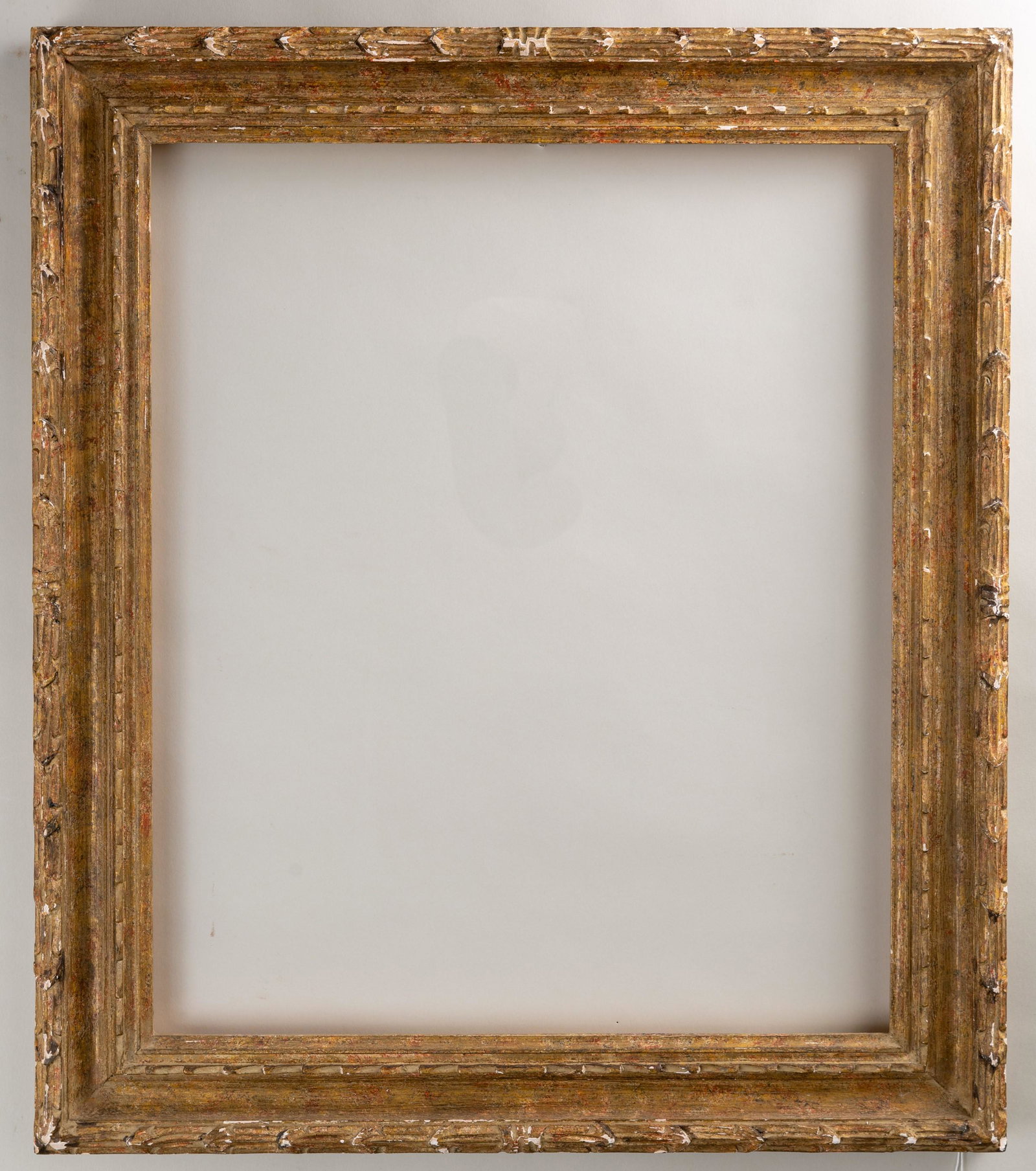 American Modernist Frame: American, ca. 1940, hand carved and gilded with "antiqued" surface. Rabbet: 17" x 20.5" Overall Dimensions: 22" x 26" Molding Width: 2.75"