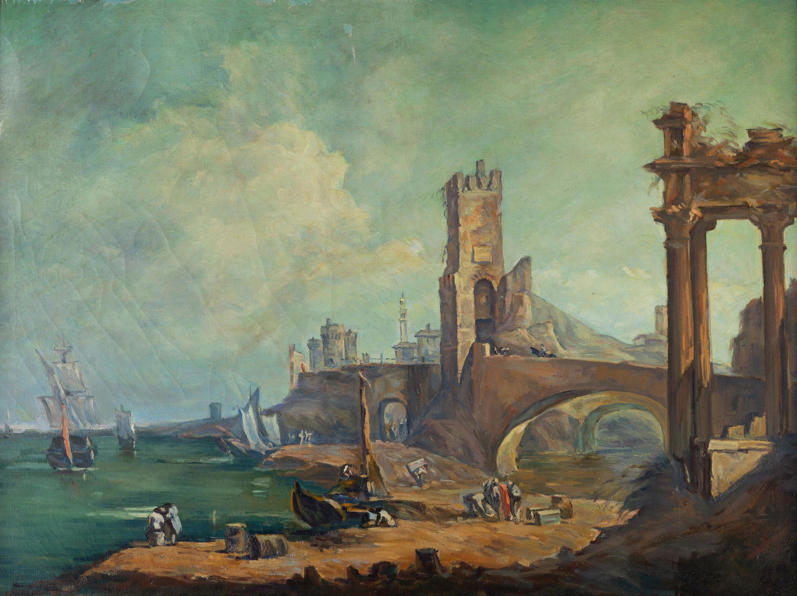 Large Italian School Landscape with Ruins (1 of 5)