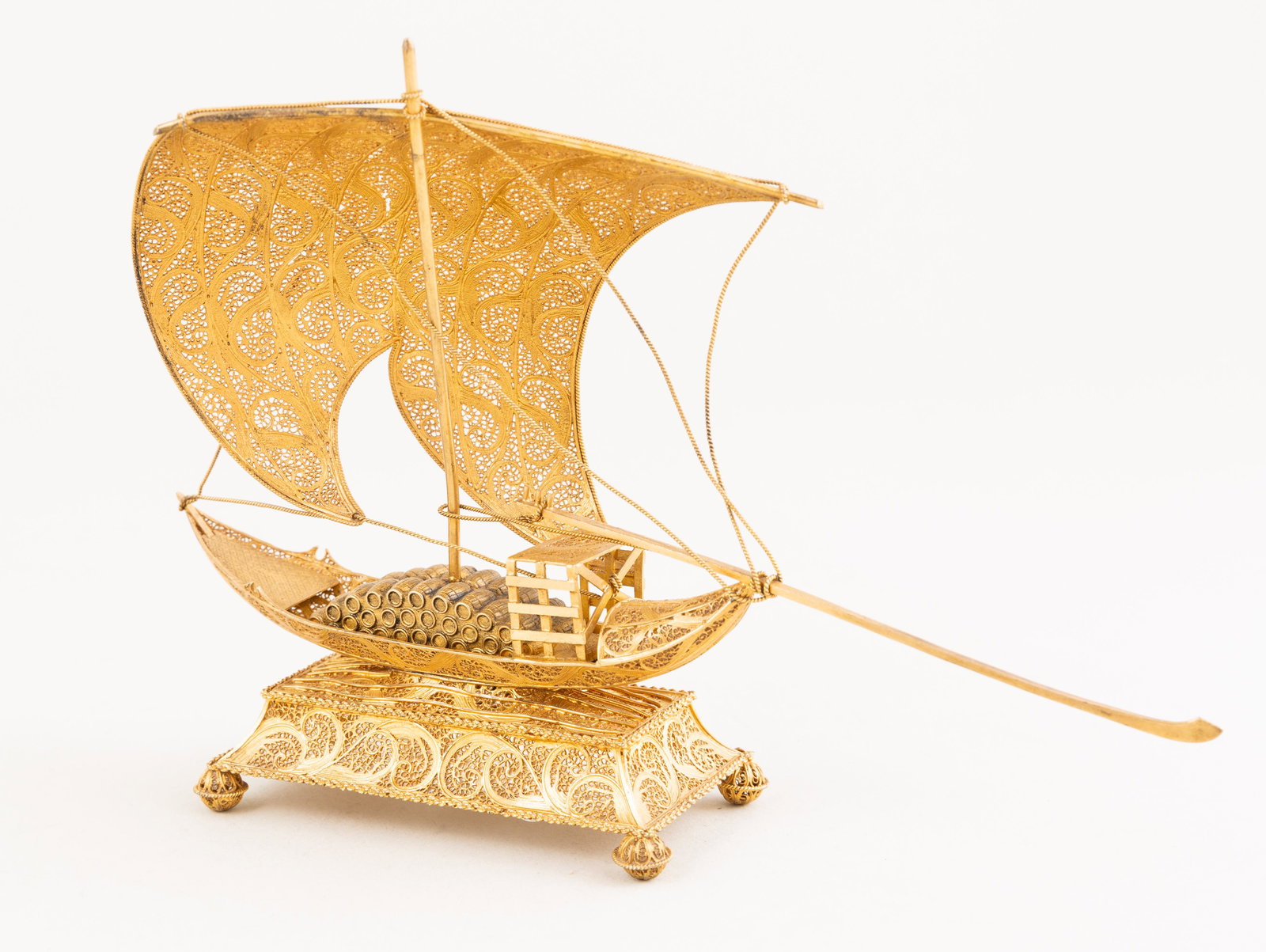 Continental Silver FIligree Vermeil Nef or Ship (1 of 3)