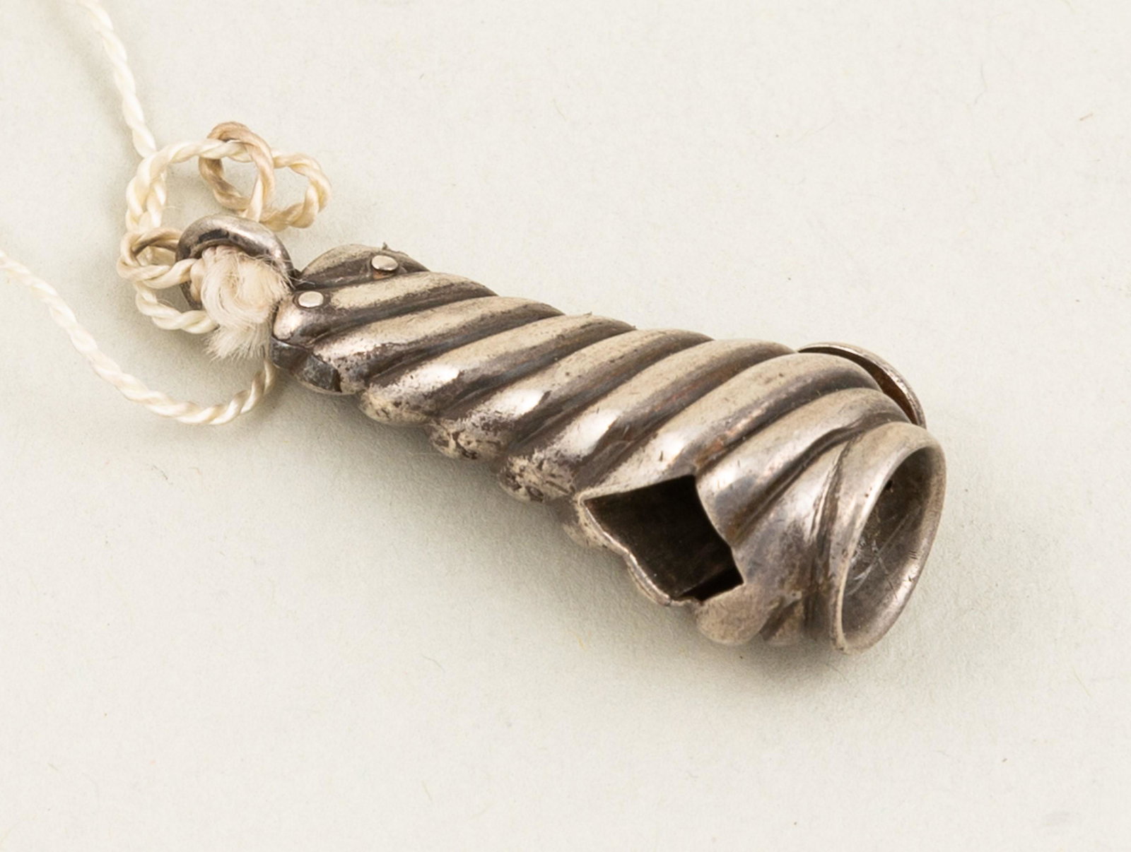 Sterling Silver Chatelaine Cigar Cutter: Swirled Body. Hallmarked as shown. 1 1/2"