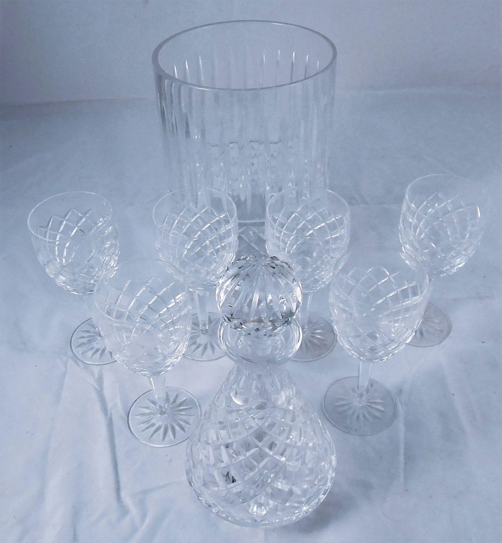6 Waterford Crystal Stems, Decanter, and Ice Bucket (1 of 6)