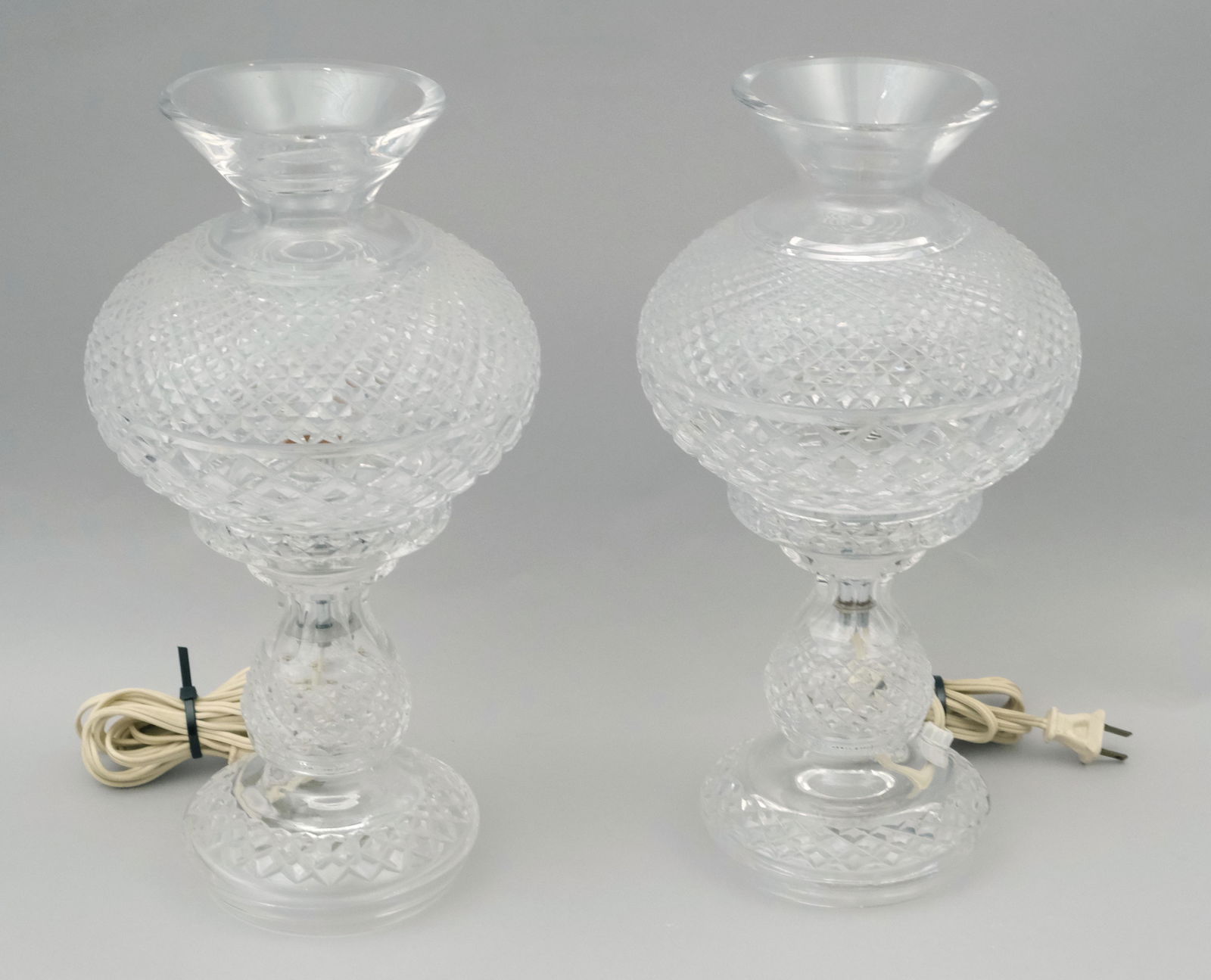 Pair of Waterford Crystal Hurricane Style Lamps (1 of 6)