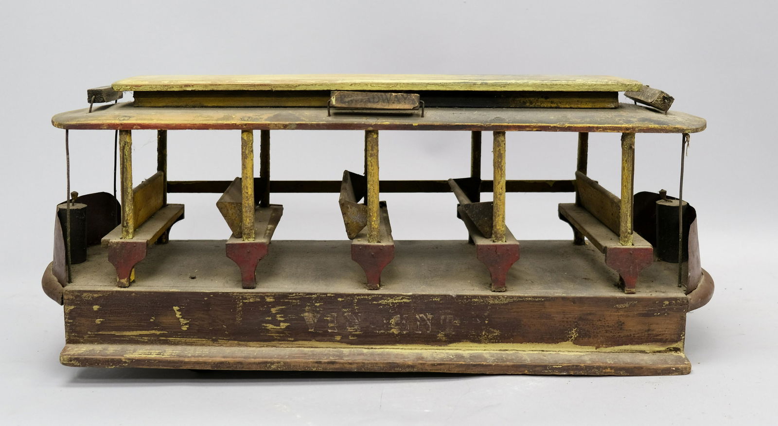 Large Antique Folk Art Toy NYC Trolley (1 of 7)