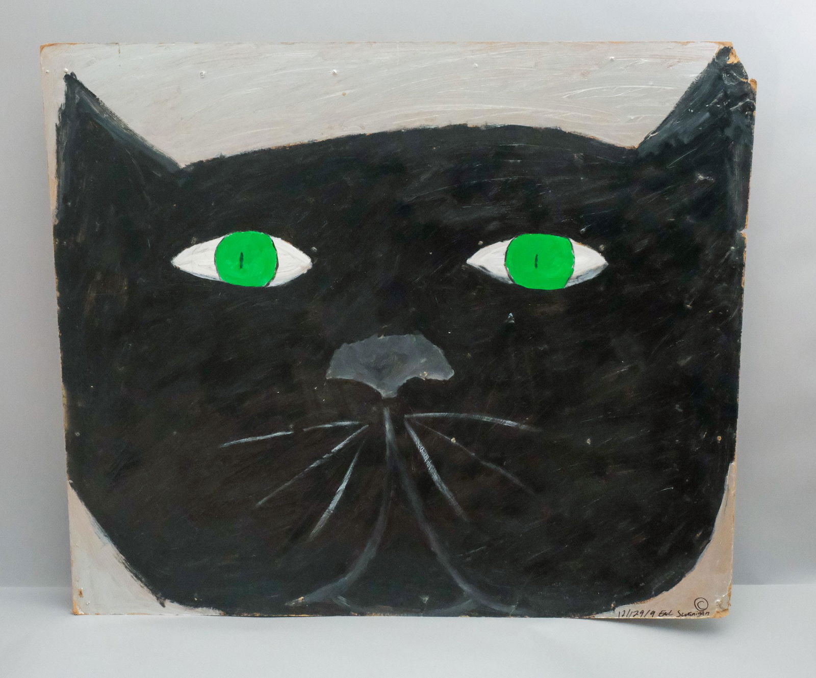 Earl Swanigan, Large Outsider Art Cat Painting (1 of 3)