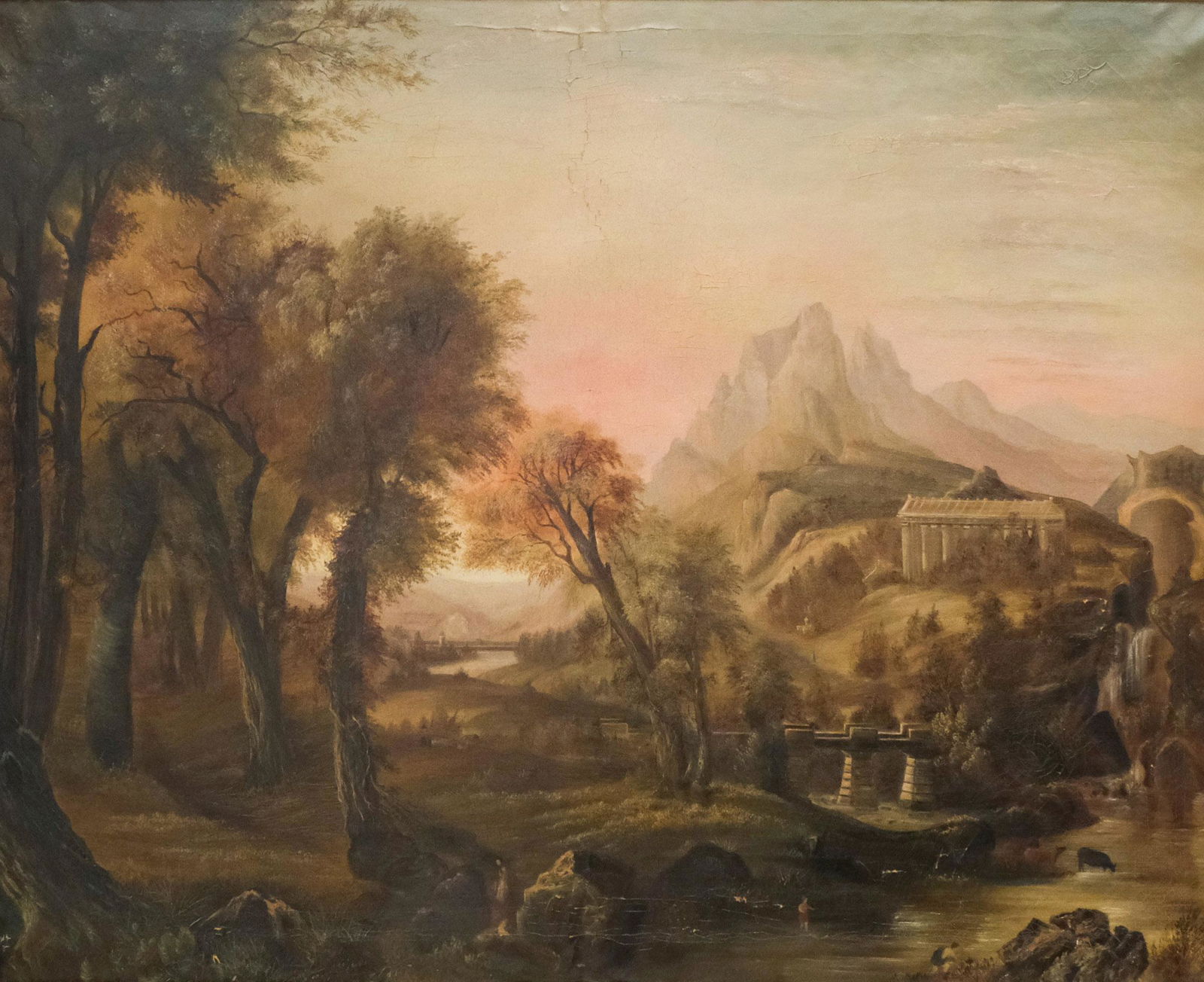 Large 19th Century Fantasy Landscape Painting (1 of 9)