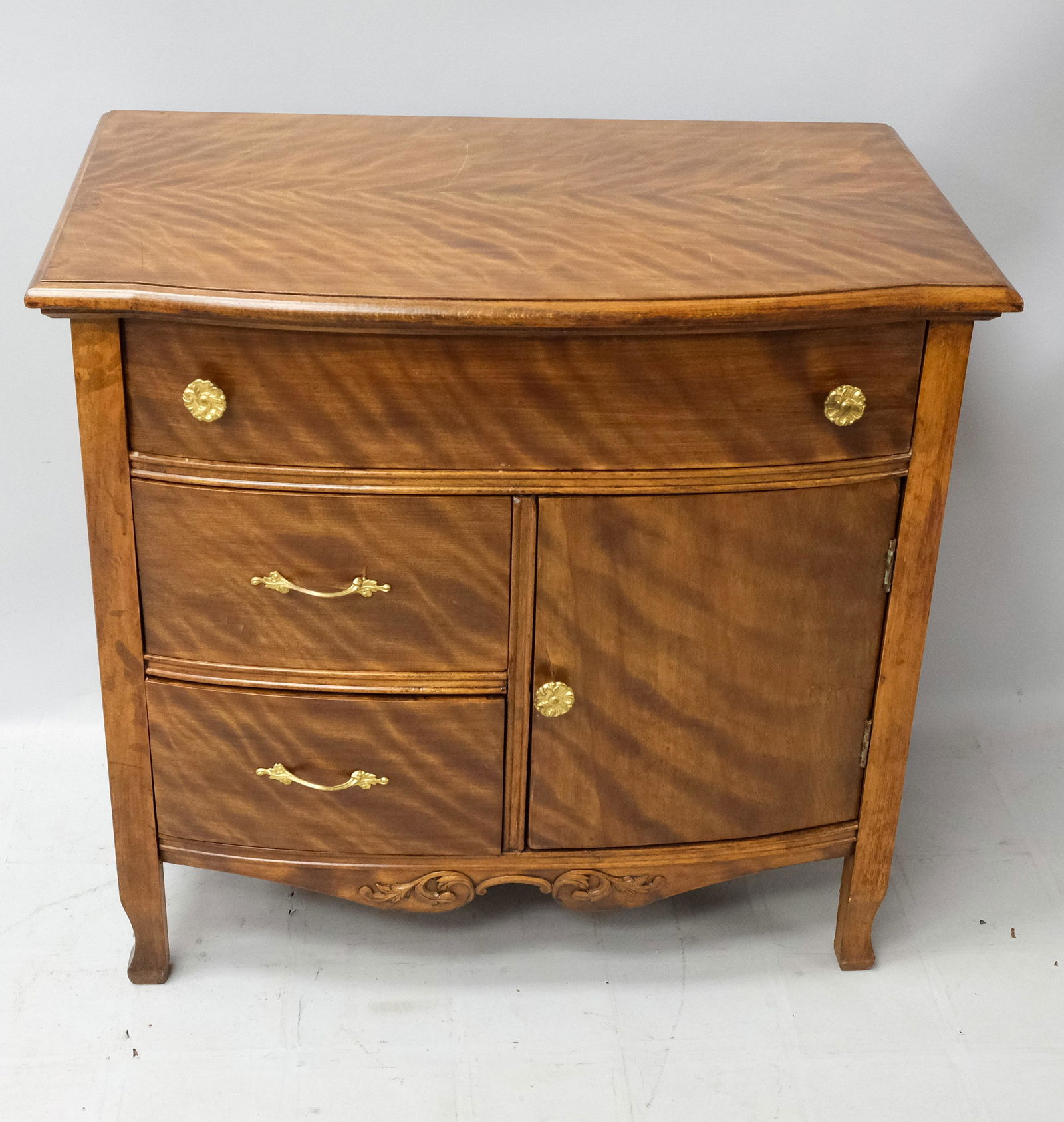 French Style Flame Walnut Commode (1 of 5)
