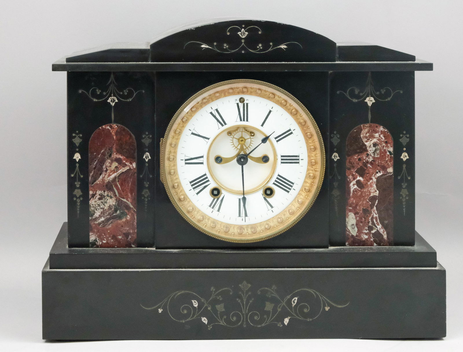 Black Marble and Specimin Stone Mantel Clock (1 of 7)