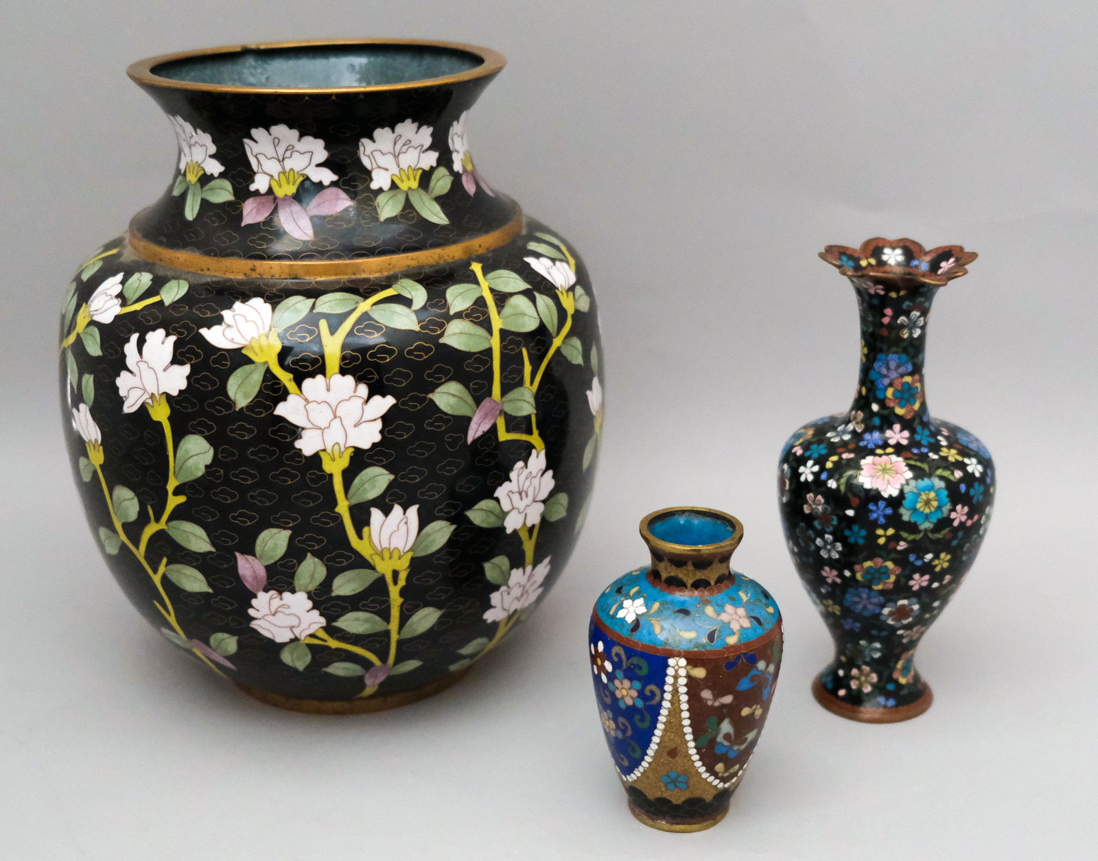Lot of 3 Cloisonne Vases (1 of 6)