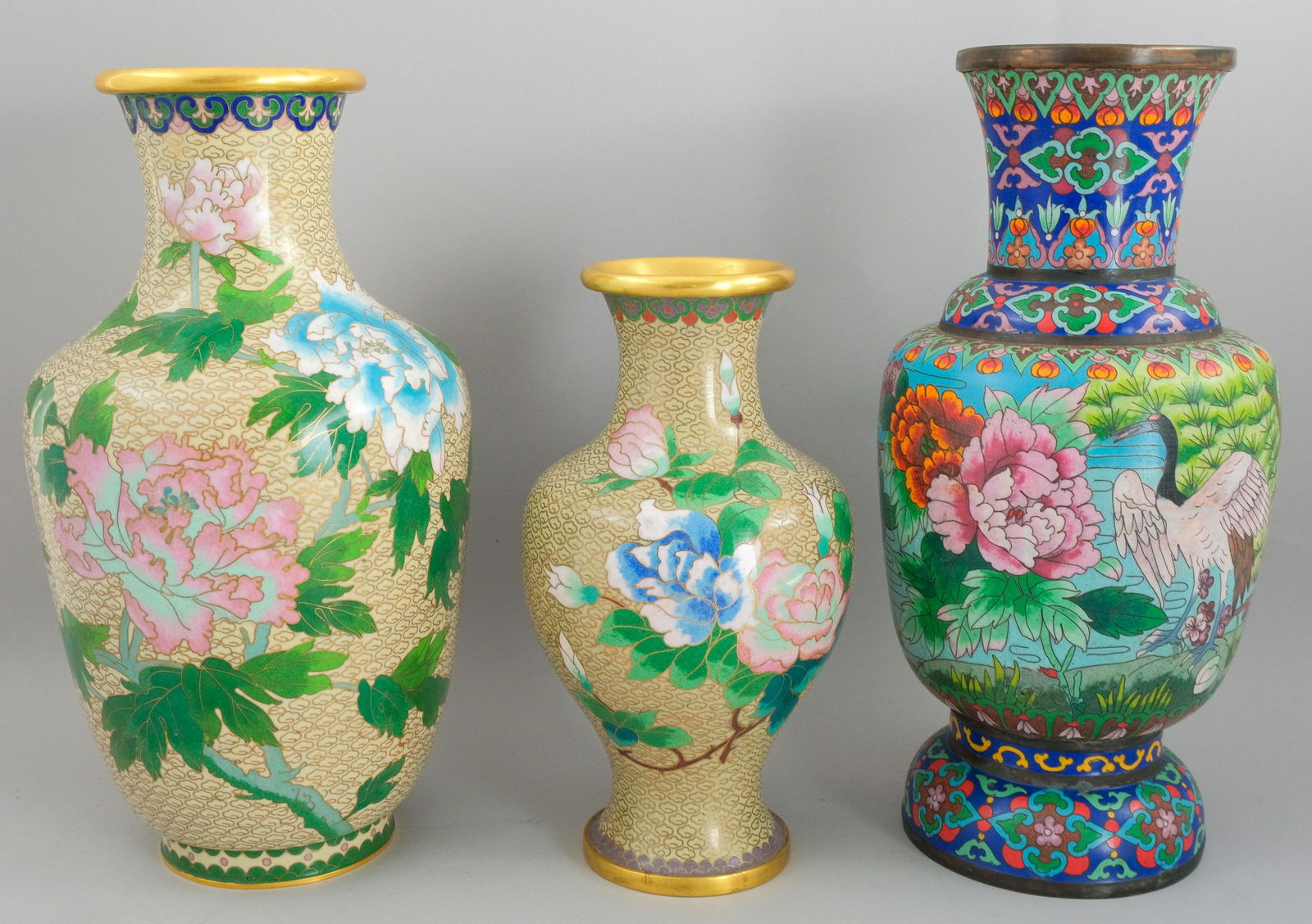 Lot of 3 Asian Cloisonne Vases (1 of 6)
