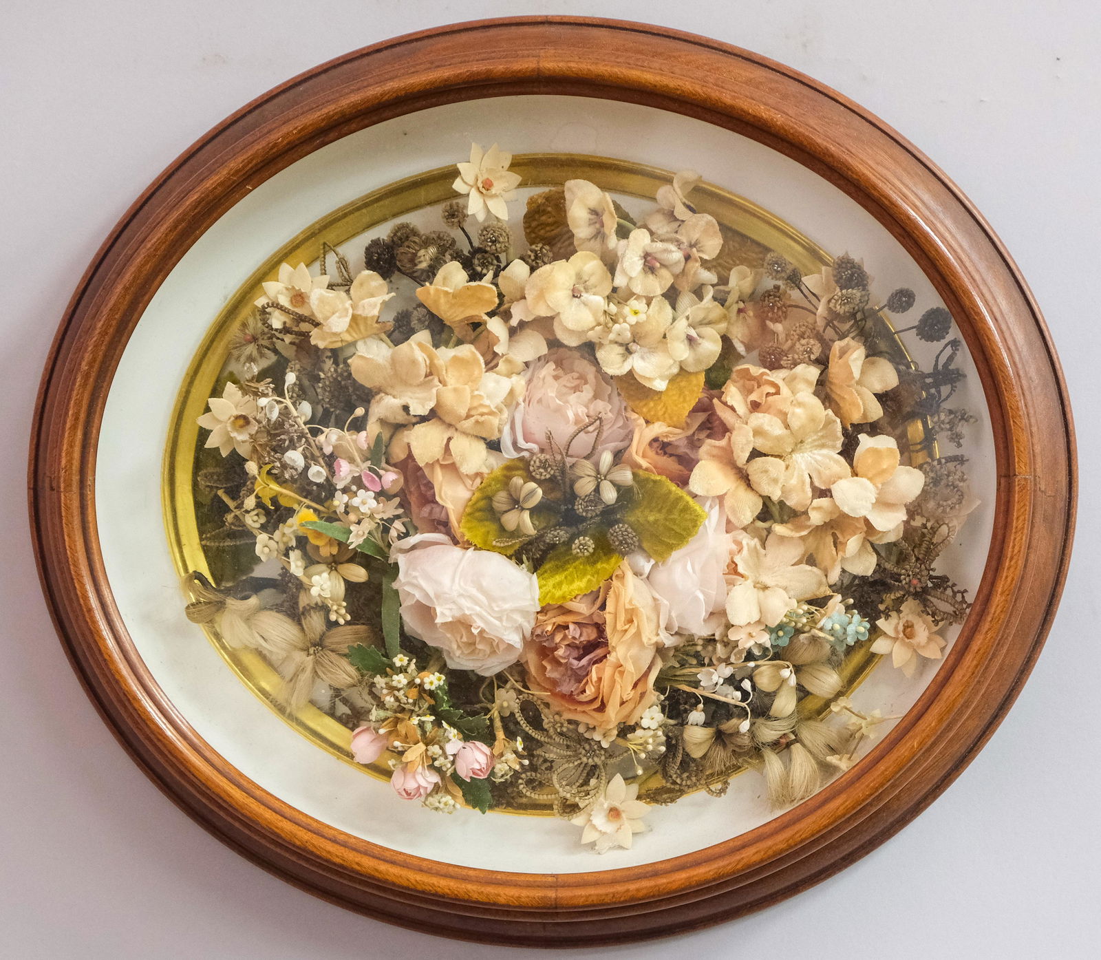 Antique Victorian Framed Hair & Fabric Work (1 of 5)