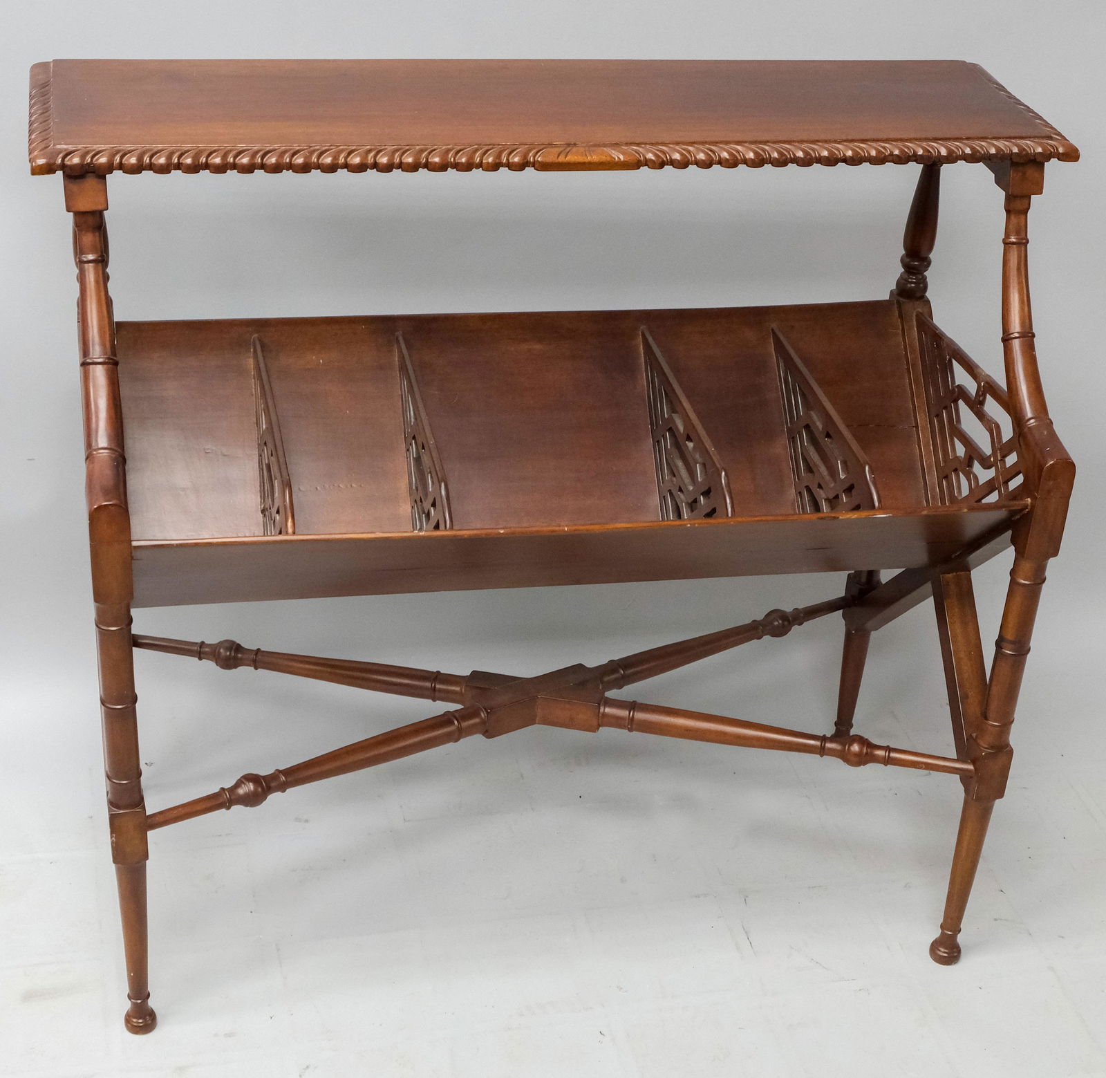 Chippendale Carved Mahogany Magazine Rack (1 of 6)