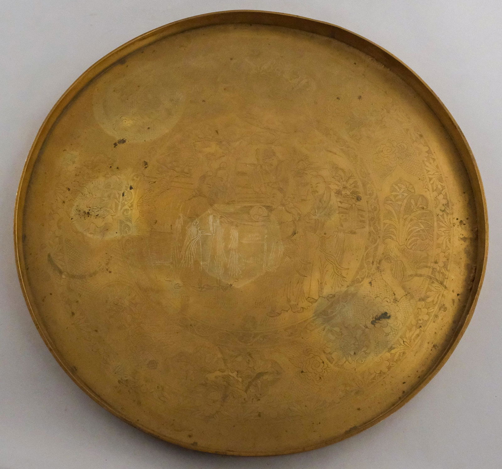 Qing Dynasty Chinese Engraved Bronze Tray (1 of 6)