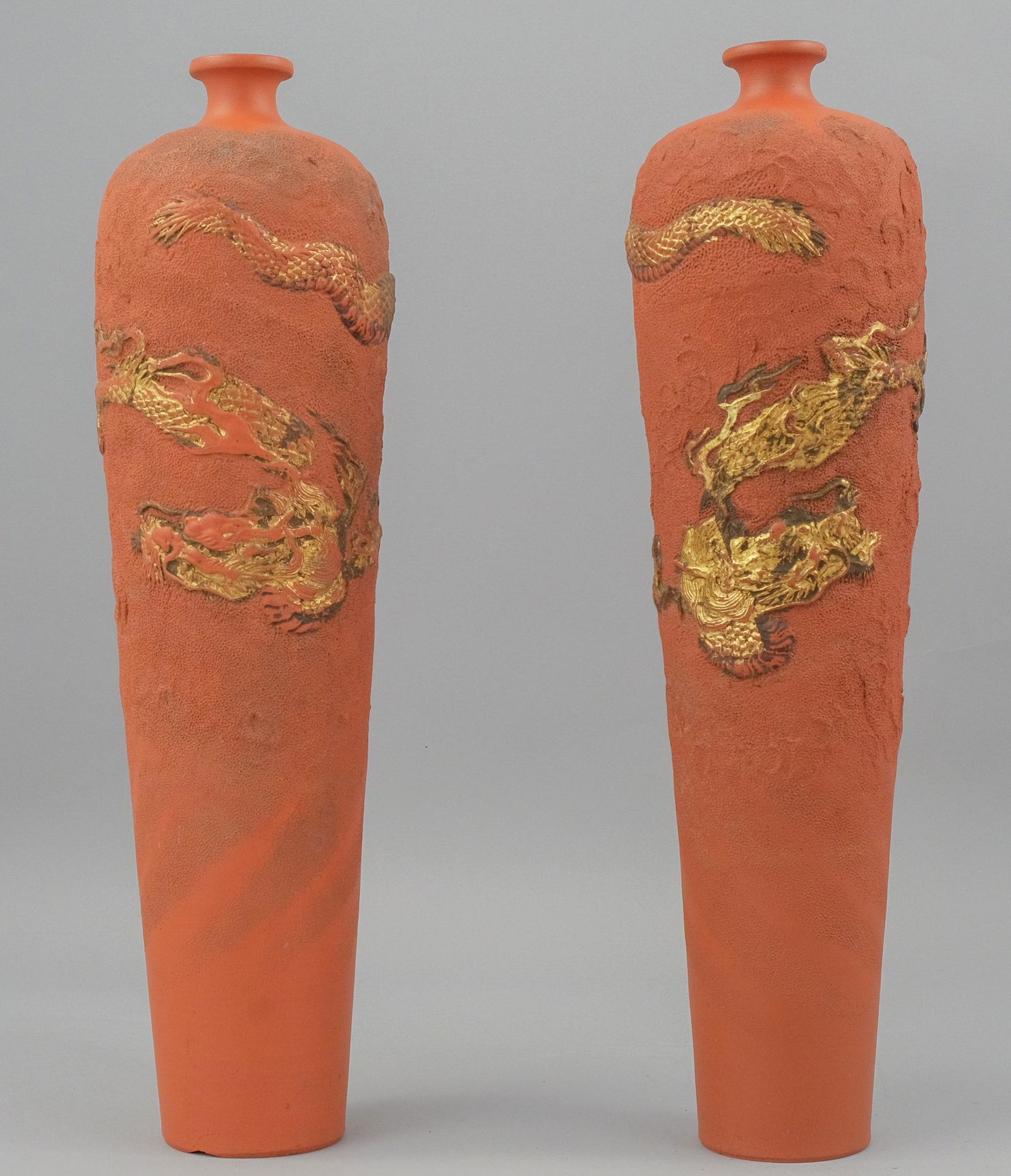 Pair of Unusual Japanese Terra Cotta Vases (1 of 5)