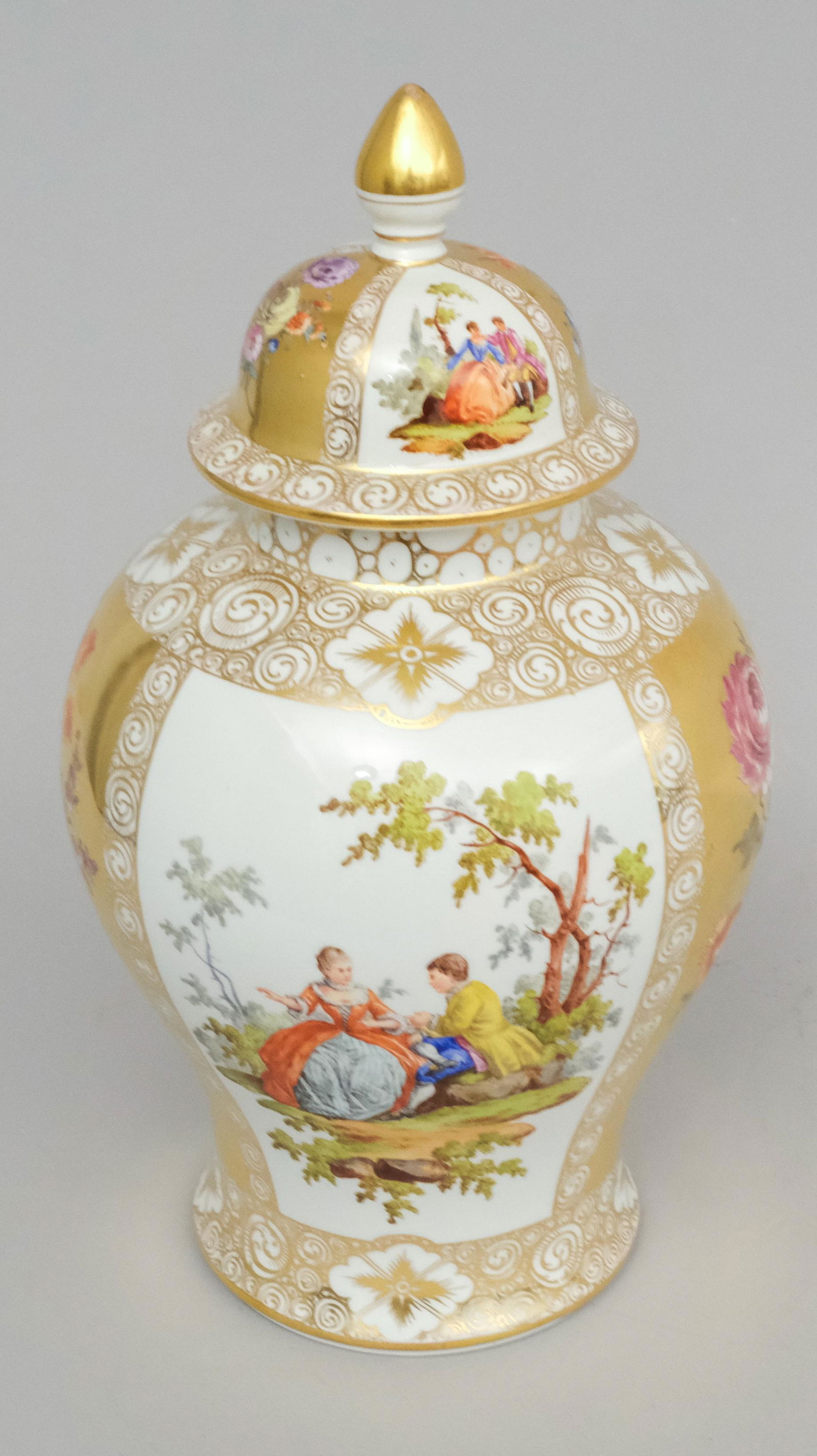 Large Dresden Porcelain Covered Urn Vase (1 of 8)