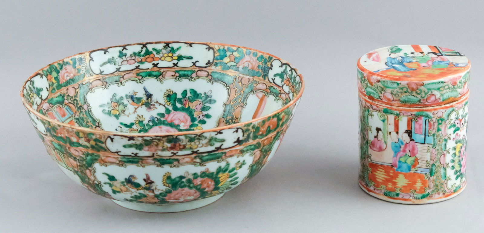 Old Chinese Rose Medallion Porcelain Box & Bowl (1 of 10)