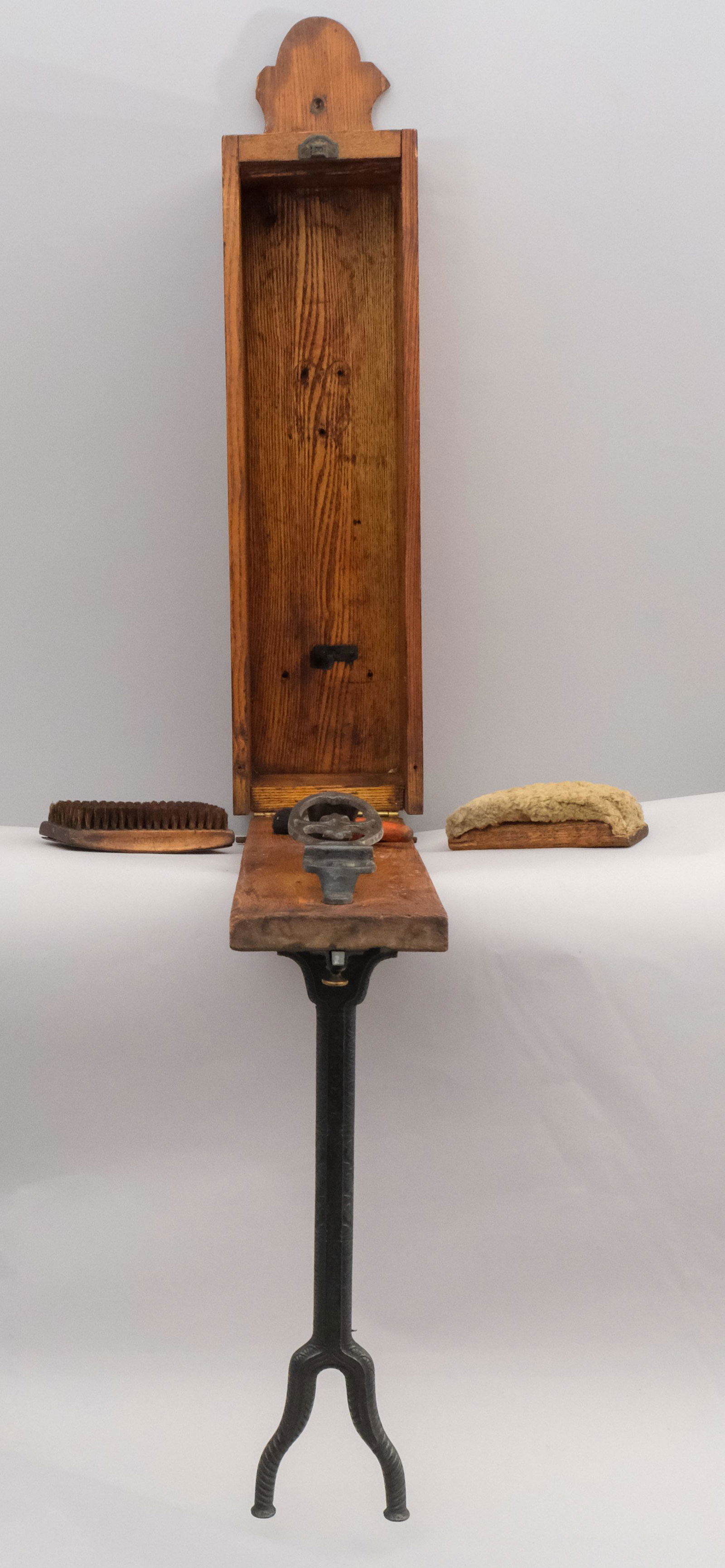 Antique Wall Mounted Shoe Shine Kit (1 of 6)
