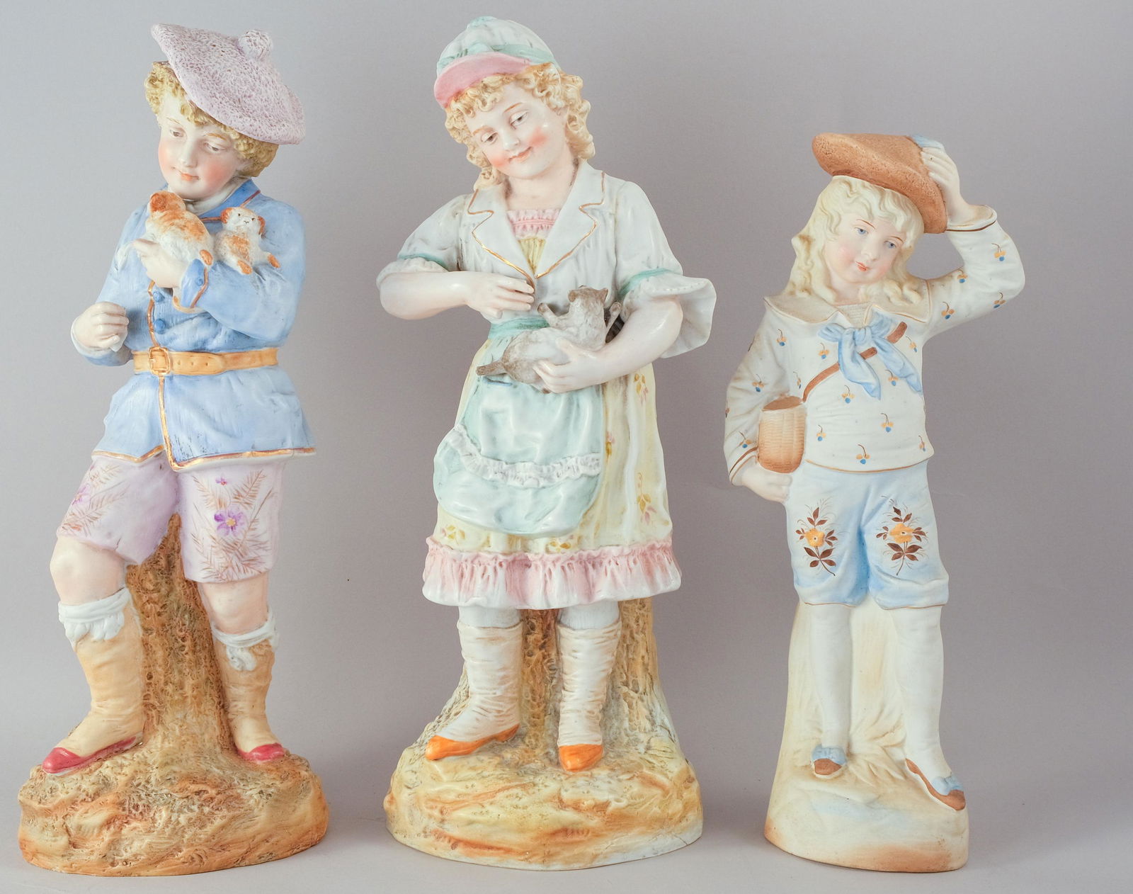 Lot of 3 Large Victorian Bisque Figurines (1 of 7)