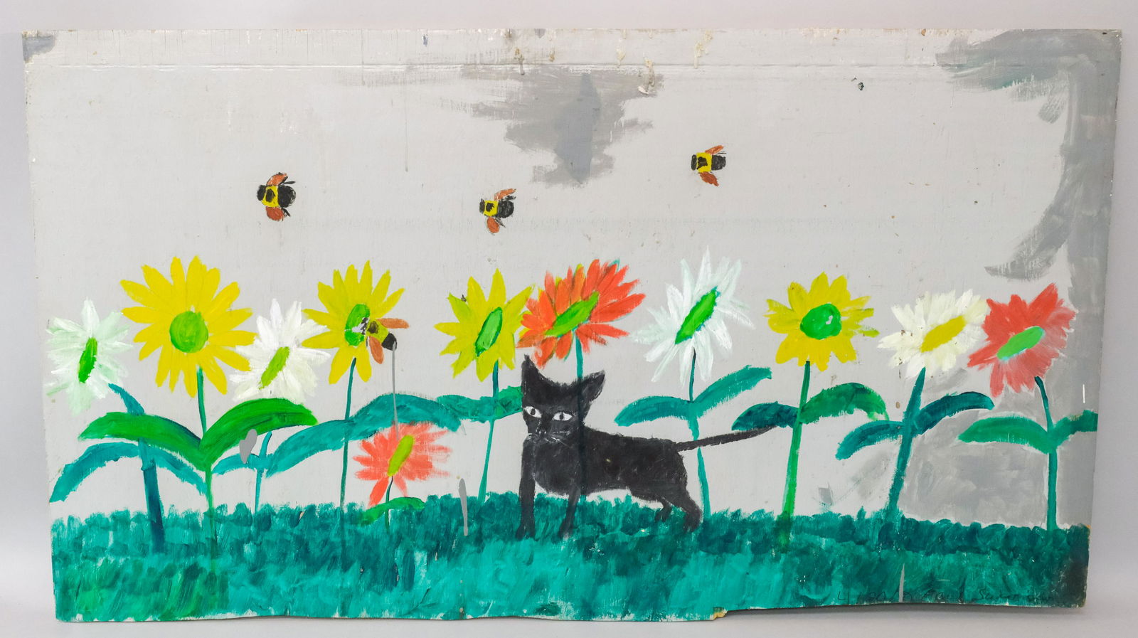 Earl Swanigan, Large Outsider Art Cat Painting (1 of 5)